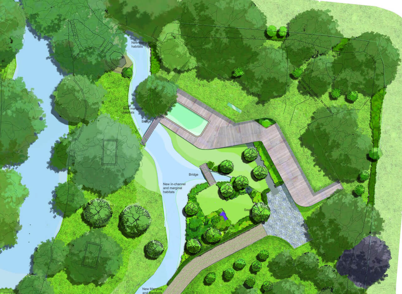 Ashbrook House aerial drawing Landscape Design